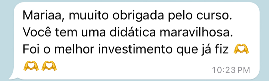 Print de aluna sobre as aulas