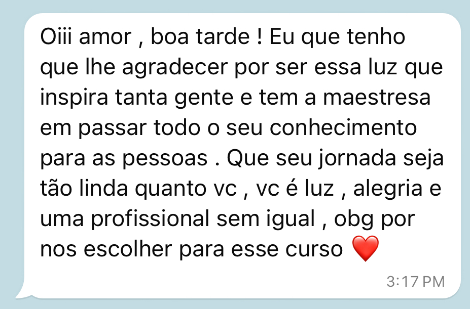 Print de aluna sobre as aulas