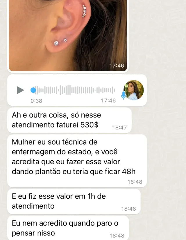 Print de depoimento: faturei 530 em 1 hora de atendimento