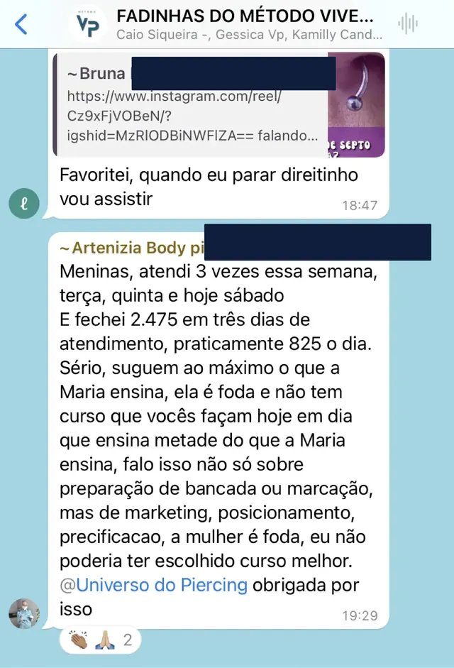 Print de depoimento: fechei 2.475 em três dias de atendimento