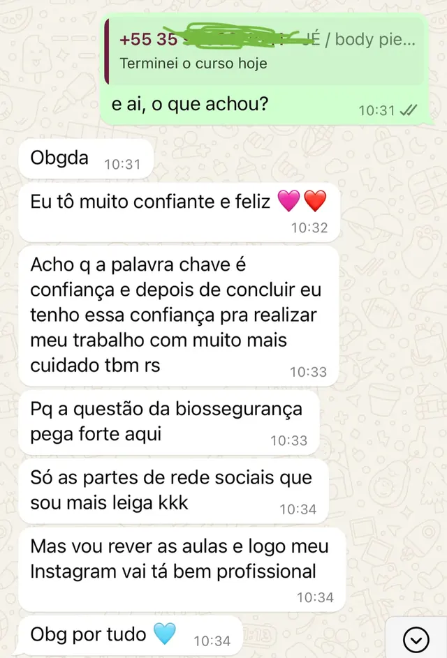 Print de depoimento: a palavra chave é confiança